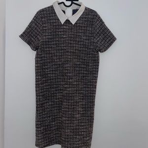 Zara mini dress with white collar, Size L, Plaid pattern